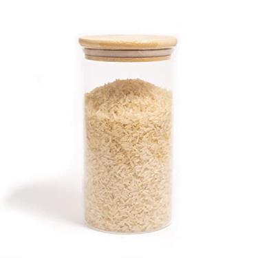 Imagem de Oikos - Pote de Vidro 1,1L com Tampa de Bambu Hermético Redondo Flat