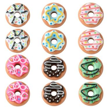 Imagem de UR URLIFEHALL 30 peças, 6 cores, cabochão de rosquinha de resina, opacos, sobremesa, pingentes de imitação de comida sem buracos, contas para scrapbooking faça você mesmo, grampo de cabelo,