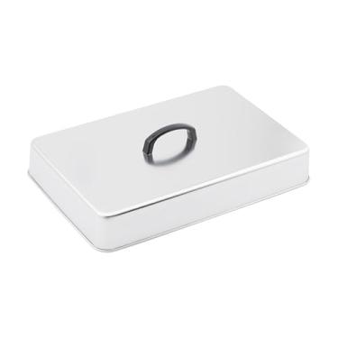 Imagem de IEUDNS Tampa para grelha, cúpula para derreter queijo, chapa para regar, tampa para cozinhar a vapor em aço inoxidável 304 para bifes de hambúrguer, 43.5 X 28.3 X 6.6 Cm