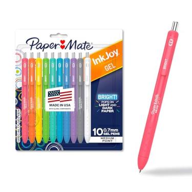 Imagem de Paper Mate Canetas InkJoy Brilhantes, Canetas de Gel com Tinta Tipo Tinta, Ponta Média (0,7 mm), Retrátil, Cores Mais Brilhantes Sortidas, 10 Unidades