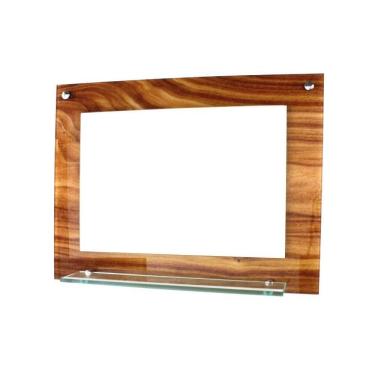 Imagem de Espelho Banheiro Com Prateleira 60Cm X 45Cm Madeira Nogueira