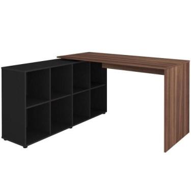Imagem de Escrivaninha De Canto Em L 8 Nichos - Casa Chick Ipê-preto - ARTANY