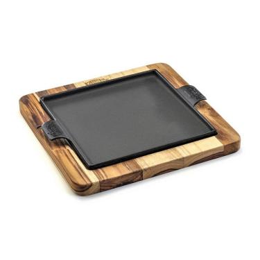 Imagem de Chapa Petisco Quadrada Ferro Suporte Panela Mineira 24x24cm