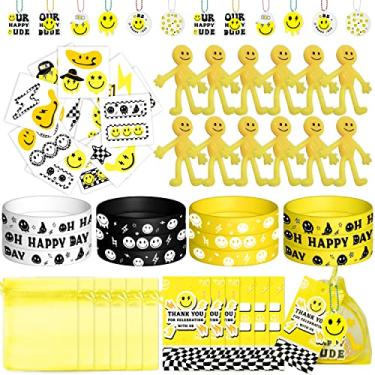 Imagem de Wood Homing 72 Peças De Lembrancinhas Aniversário Para Crianças Com Tema Sorriso, Conjunto Presentes Pulseira, Tatuagem, Cartão Agradecimento Chaveiro E Organza, Material Escolar
