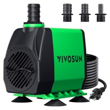 Imagem de Bomba submersível 3.000 L/h VIVOSUN 24 W, para fonte de água, ultrassilenciosa, 3 m de elevação, 2 m de cabo de alimentação, 3 bocais para aquário de peixes, lagoa, estátua, hidropônico, verde