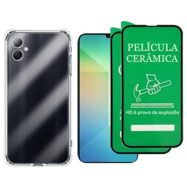 Imagem de Kit Proteção Galaxy A06, Capa Transparente TPU + 2 Películas de Cerâmica Anti Impacto, Proteção 9H