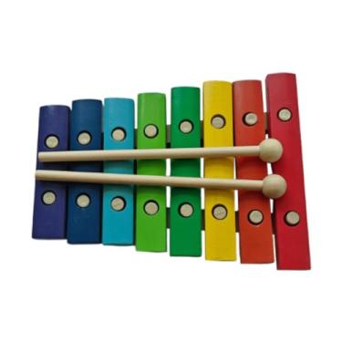Imagem de Amagogo Xilofone de 8 notas, instrumento musical de percussão com malhos, Multicolorido