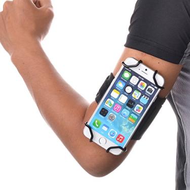 Imagem de TFY Braçadeira esportiva + porta-chaves para celular de 4 a 5,5 polegadas - iPhone 15/14 / 13/12 / 11 / X/XR / 8/7 / SE - Samsung Galaxy S4/ S5 / S7 / Note 2 e mais - (cinto preto e preto)
