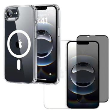 Imagem de Capa Capinha Magnética + Película Privacidade para iPhone 16e Tela de 6.1 Polegadas - (bluepink)