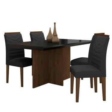 Imagem de Mesa Com 4 Cadeiras Duda 1,36 Imbuia/preto/preto - Móveis Arapongas