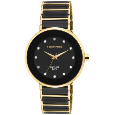 Imagem de Relógio Feminino Analógico Technos Sapphire 2035LMM/4P - Preto e Dourado 
