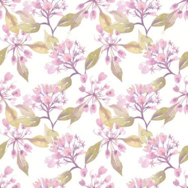 Imagem de Papel De Parede Adesivo Floral Folhas Rosa E Verde 1.5m - DELIQUADROS