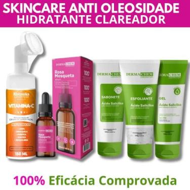 Imagem de Kit Skincare Anti Oleosidade e Acne, Sérum Rosa Mosqueta Clareador, Mo