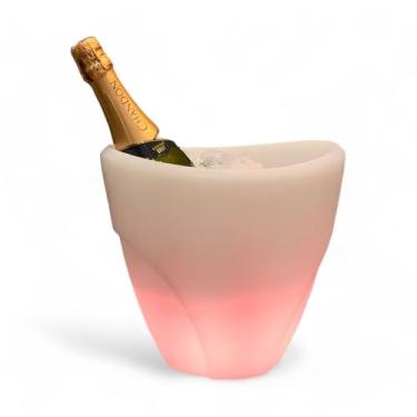 Imagem de Balde de Gelo com LED e Parede Dupla 5 Litros - Champanheira Branca Iluminada para Bebidas