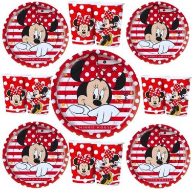 Imagem de Kit Festa Minnie Mouse 8 Copos 8 Pratos Aniversário - Regina Festas