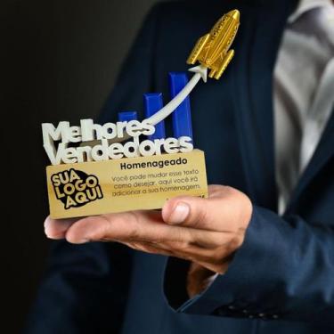 Imagem de Troféu "Melhores Vendedores ou Destaque em Vendas" - Gráfico subindo c