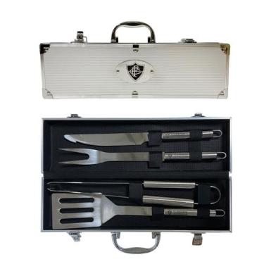 Imagem de Kit Churrasco Inox c/ 4 Peças Fluminense Futebol Licenciado - Cebola e