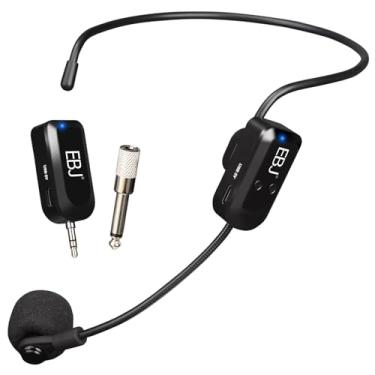 Imagem de EBJ Fone de ouvido sem fio 2,4 G, microfone de mão 2 em 1, transmissão estável de 30 m, carregamento USB duplo tipo C, compatível com alto-falantes, amplificador de voz, sistema PA (KX-620-1)