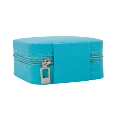 Imagem de Porta Joias Portatil Viagem Estojo Maleta Caixinha Com Ziper Cor:Azul 