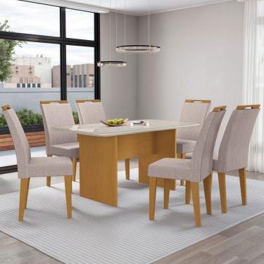 Imagem de Mesa de Jantar 6 Lugares Cairo Evora com Vidro Natural/Bege - Art Panta