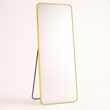 Imagem de Espelho de Chão Corpo Inteiro Retangular Grande 170x70 com Suporte Mol