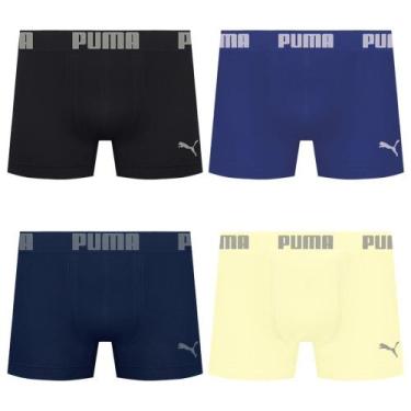 Imagem de Kit 4 Cuecas Puma Boxer Sem Costura Masculina, Amarelo, Preto, EG