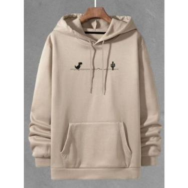 Imagem de Blusa de Frio Moletom Canguru Masculino Dinossauro - NoBrand, Bege, G