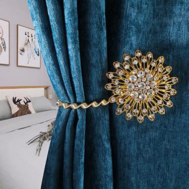 Imagem de FURIJING Grampos De Cortina Magnéticos Para Prender Cortinas De Janela Com Flores Brilhantes, Fivelas De Retenção, Clipes De Amarração, Suportes Para Cortinas Com Corda De Arame De Mola Elástica Para