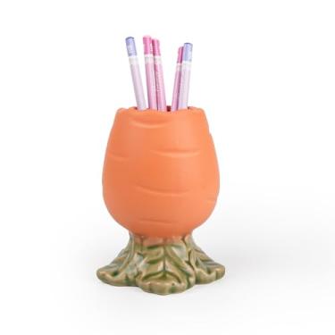 Imagem de Zaposcca Porta-lápis cenouras, suporte de caneta de cerâmica, lindo suporte de caneta para mesa, suporte de pincel de maquiagem para casa, escritório (laranja)