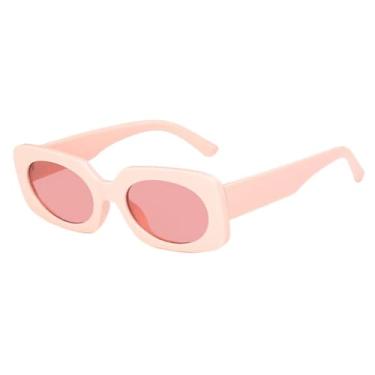 Imagem de Óculos de sol feminino retangular pequeno, óculos de sol masculino retrô para viagem, direção e pesca, UV400 (rosa rosa)