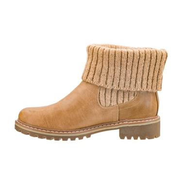 Imagem de Corkys Footwear Bota feminina Quiver no tornozelo – com um design sem cadarço, sola elegante e durável, cabedal de meia e palmilhas acolchoadas de EVA para conforto o dia todo, Caramel, 37