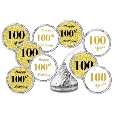 Imagem de Adesivos de beijos de ouro de 100 anos (conjunto de 324) adesivos de gotas de chocolate para festa de aniversário, decoração de lembrancinhas de festa de beijos de Hershey,