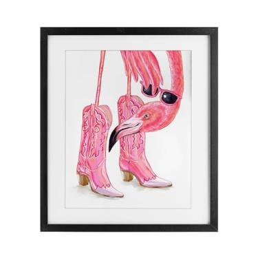 Imagem de Stupell Industries Impressão emoldurada glamourosa cowgirl flamingo preto design sob vidro por Ziwei Li, 21 x 17