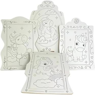 Imagem de Brinquedo Kit de Pintura Infantil com Cavalete e Avental – Diversão Criativa e Segurança para os Pequenos, Tema Colorido para Estimular a Imaginação (unicórnio)