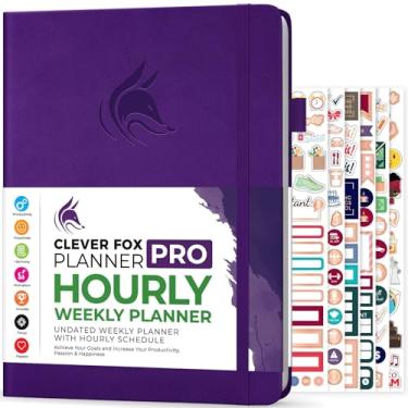 Imagem de Clever Fox Agenda Planner PRO – Planejador de vida semanal e mensal sem data com horários, agenda de compromissos e organizador diário, A4 (roxo)