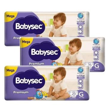 Imagem de Kit 3 Fraldas Babysec Galinha Pintadinha Premium Mega G com 26 unidade