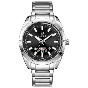 Imagem de Relógio Masculino Movimento Analógico Quartzo Em Aço Inoxidável à Prova D'água Prata