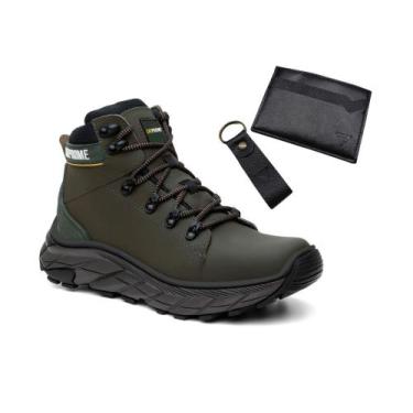 Imagem de Bota Cano Médio Masculina Couro Nobre + Porta Cartão - Catpriime, Verd