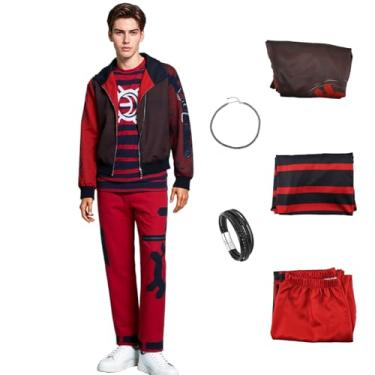 Imagem de Gvnphal Fantasia de Zombies Victor Vampiros Cosplay Dawn Halloween Jaqueta Masculina Casual Camiseta Calça Uniforme, Vermelho, M