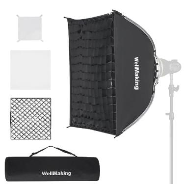 Imagem de WELLMAKING Softbox retangular 60 x 90 cm/23,6" x 35,4", caixa macia de estúdio com difusores/grade de favo de mel/bolsa, compatível com luz de montagem Bowens para estúdio de fotografia de retrato ou