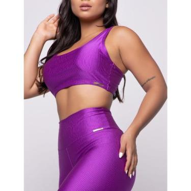 Imagem de Top Fitness Malha Trilobal Canelado Feminino Alça Larga - C&M Fitness,