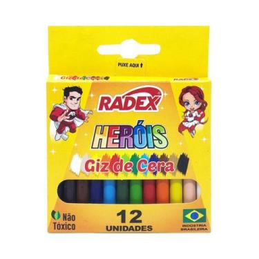 Imagem de Giz de Cera 12 Cores Radex Fino Heróis