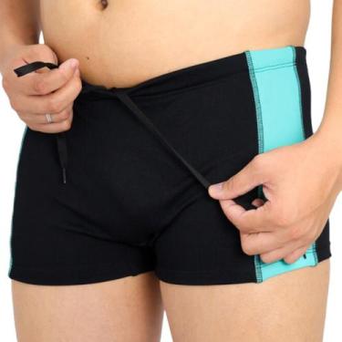 Imagem de Sunga Boxer Bicolor Praia E Piscina - Suport Fitness, Preto, Azul, M, 