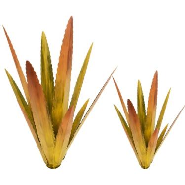 Imagem de EROCK 2 peças de escultura rústica de tequila, planta de agave de metal resistente ao vento, decoração de casa ao ar livre, faça você mesmo, rústico, metal, pintado à mão, arte de jardim, planta