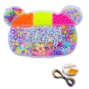 Imagem de Kit Miçanga Montagem Ursinho Pulseira Bijuteria Colar Infantil Maleta 