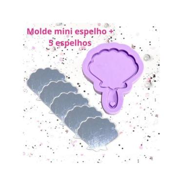 Imagem de KEP15 Molde de silicone mini espelho concha + 5 espelhos resina decora