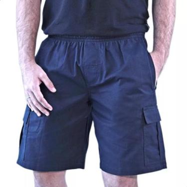 Imagem de Bermuda Cargo Masculina Brim 5 Bolsos Com Elástico Casual - Grito Fina