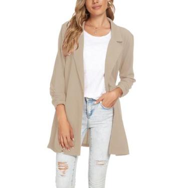 Imagem de Blazer Unifizz feminino com manga 3/4 com botão frontal e gola entalha