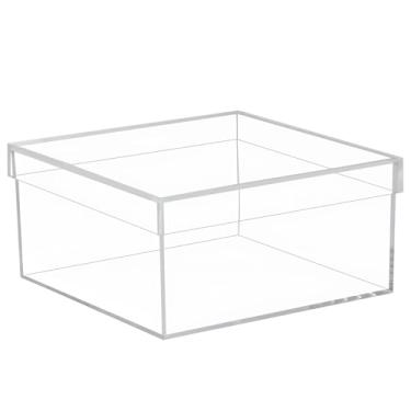 Imagem de Toyosport Caixa de plástico transparente com tampa, organizador de caixa de plástico, 20 cm x 20 cm x 10 cm, recipientes de armazenamento de longa duração, ideal para organização doméstica e presentes