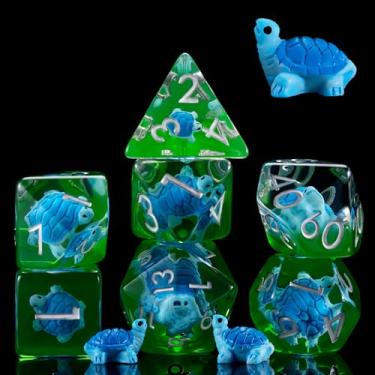 Imagem de Resin DND Dice Set, Polyhedral D&D Dice Animal Inclusion Dice for Dungeons and Dragons MTG RPG Board Games